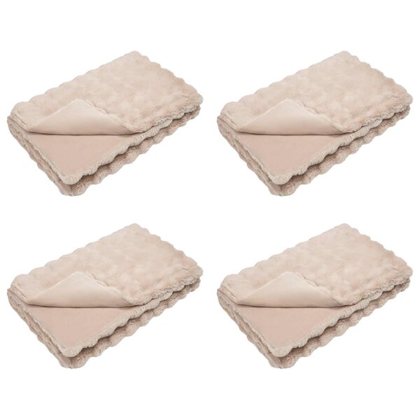 vidaXL Couverture en Fourrure de Lapin Synthétique Olite 4 Pièces Beige