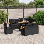 vidaXL Salon de jardin 9 Pièces avec coussins noir résine tressée