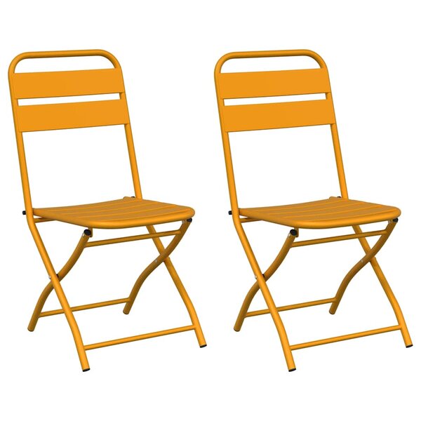 vidaXL Chaise de jardin pliante 2 Pièces Moutarde 55 x 56 5 x 91cm Acier