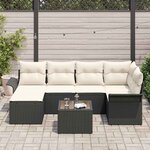 vidaXL Ensemble de canapé de jardin avec coussin 7 Pièces Noir polyrotin