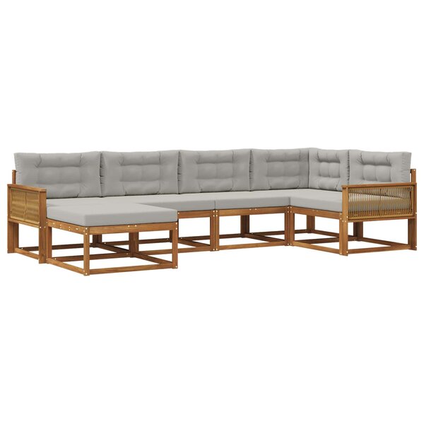 vidaXL Ensemble de canapés d'extérieur 6 pc Naturel et Gris clair