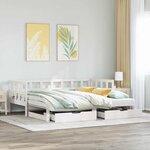vidaXL Lit de jour avec gigogne et tiroirs sans matelas blanc 90x200cm