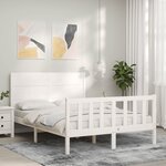 vidaXL Cadre de lit avec tête de lit blanc 140x200 cm bois massif