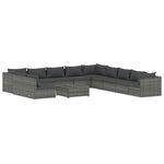 vidaXL Salon de jardin 12 Pièces avec coussins Gris Résine tressée