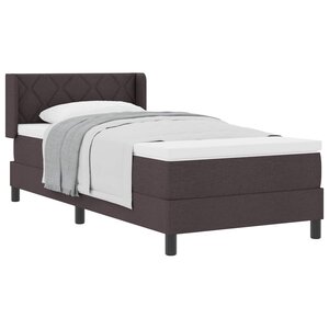 vidaXL Lit à ressorts avec tête de lit Marron foncé 200 x 90 cm tissu