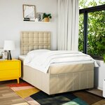 vidaXL Sommier à lattes de lit avec matelas crème 120x190 cm tissu