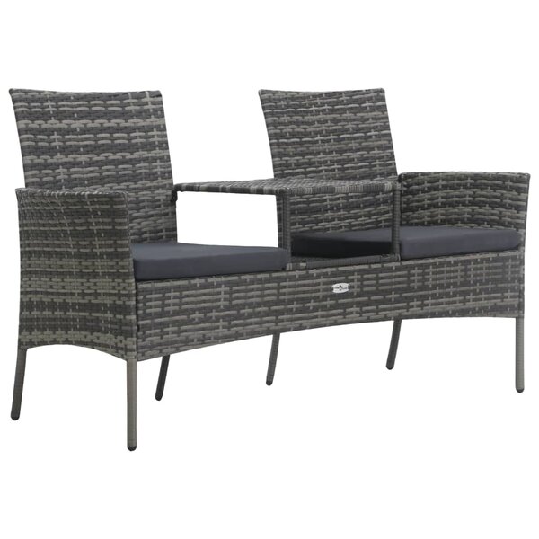 vidaXL Canapé jardin 2 places et table basse Résine tressée Anthracite