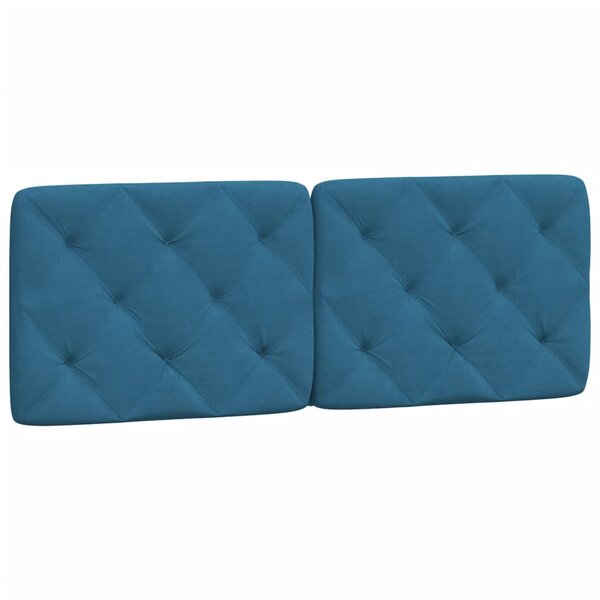vidaXL Coussin de tête de lit bleu 120 cm velours