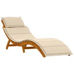Chaises longues vidaXL avec coussins 2 Pièces Beige en bois d'acacia solide