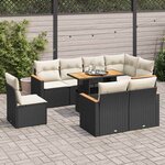 vidaXL Salon de jardin avec coussins 9 Pièces noir résine tressée acacia