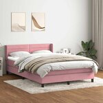 vidaXL Sommier à lattes de lit avec matelas rose 140x220 cm velours