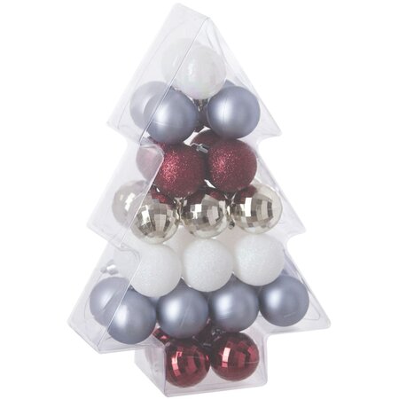 Féerie Christmas Kit de décoration pour Sapin de Noël Or Blanc et Argent 34 pièces (lot de 3)