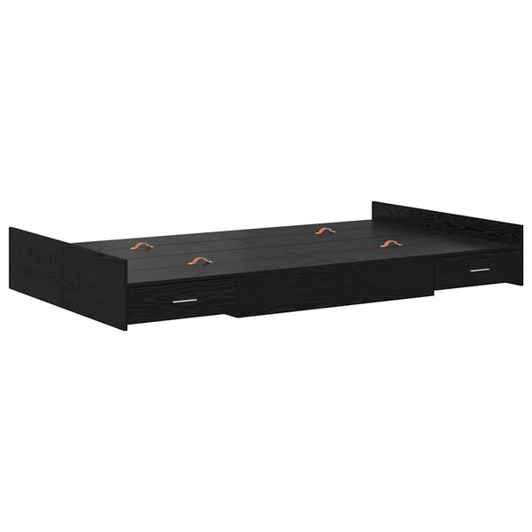 vidaXL Cadre de lit avec rangement avec tiroir Chêne noir 120 x 190 cm