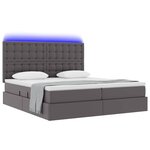 vidaXL Lit avec rangement et LED Gris 180 x 200 cm Simili cuir