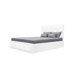 VIRGINIA Lit coffre adulte capitonné avec strass 160 x 200 cm - Simili blanc - Sommier inclus