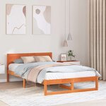 vidaXL Cadre de Lit Marron Ciré Bois de Pin Massif 135 x 190 cm Simple