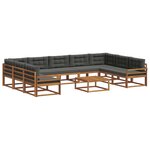 vidaXL Ensemble de canapés d'extérieur 10 Pièces Naturel et Anthracite