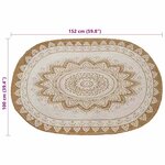 vidaXL Tapis en Jute Floral Naturel 100 x 152 cm Jute