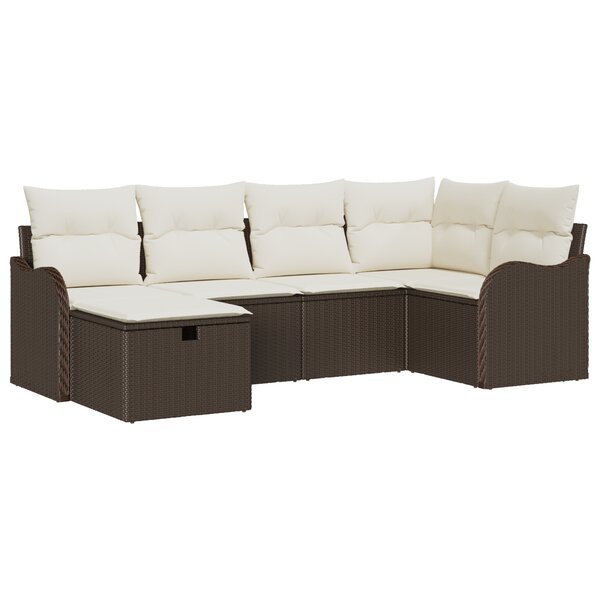 vidaXL ensemble de canapés de jardin 6 pièces avec coussins marron rattan poly