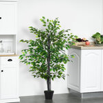 Outsunny arbre artificiel plante artificiel banyan hauteur 1 45 m tronc branches liane lichen feuilles grand réalisme pot inclus