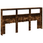 vidaXL Armoire tête de lit avec LED chêne fumé 200x17x102 cm