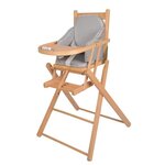 Coussin De Chaise Haute Bébé - Évolutive - PVC - Sangles De Sécurité - Facile à Laver - 27 x 26 x 33 cm Gris