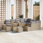 vidaXL Ensemble de canapé de jardin 12 Pièces Beige  Gris clair
