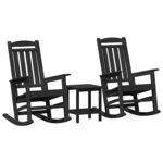 vidaXL Chaise Berçante de Jardin 3 Pièces Noir 38 x 38 x 46 cm Plastique