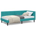 vidaXL Cadre de lit d'angle Turquoise 90 x 200 cm Velours