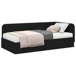 vidaXL Cadre de lit d'angle avec matelas Noir 100 x 200 cm tissu