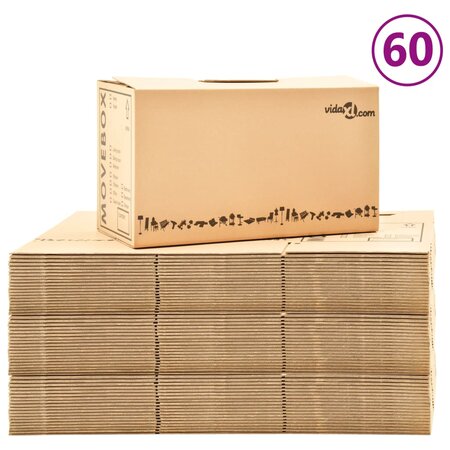 vidaXL Boîtes de déménagement Carton XXL 60 Pièces 60x33x34 cm
