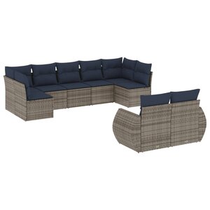 vidaXL Salon de jardin 9 Pièces avec coussins gris résine tressée
