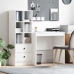 vidaXL Bureau avec tiroir avec étagère avec stockage 2 Pièces Blanc