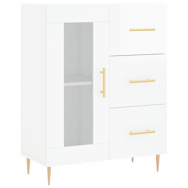 vidaXL Buffet Blanc brillant 69 5x34x90 cm Bois d'ingénierie