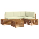 vidaXL Ensemble de canapés d'extérieur avec coussin Naturel et Crème