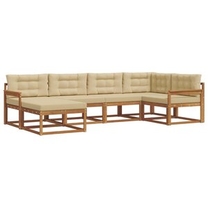 vidaXL Ensemble de canapés d'extérieur 6 pc Naturel et Beige