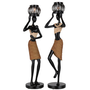 Set de 2 photophores figurines africaines