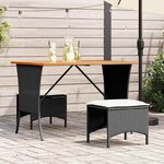 vidaXL Ensemble à manger de jardin avec coussins 3 Pièces Noir