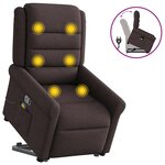 vidaXL Fauteuil inclinable de massage Marron foncé Tissu