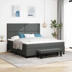 vidaXL Lit à ressorts avec matelas Gris foncé 180 x 200 cm tissu