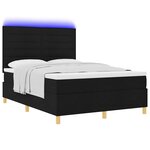 vidaXL Lit à ressort LED avec matelas Noir 140 x 190 cm tissu