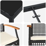vidaXL Ensemble de Dîner de Jardin 5 Pièces avec Coussins Rattan Noir