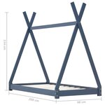 vidaXL Cadre de lit d'enfant Gris  Bois de pin massif 90 x 200 cm