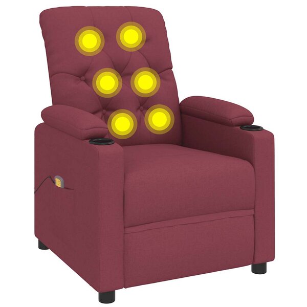 vidaXL Fauteuil de massage Rouge bordeaux Tissu