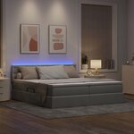 vidaXL Lit de rangement LED avec matelas Gris clair 180 x 200 cm Tissu