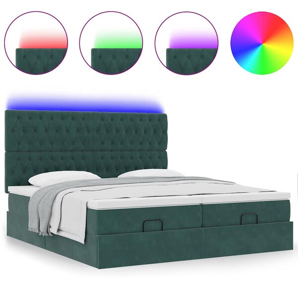 VidaXL Cadre de lit ottoman avec matelas vert foncé 180x200cm velours