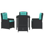 vidaXL Ensemble de 5 pièces de mobilier de jardin - Rattan Poly Noir