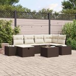 vidaXL Ensemble de canapé de jardin 7 Pièces Marron 55 x 62 x 69 cm