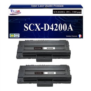 T3AZUR - 2x Toners compatibles avec Samsung SCX-D4200A SCXD4200A pour Samsung SCX4200 SCX-4200