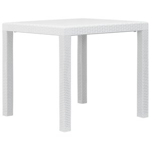 vidaXL Table de jardin Blanc 79x79x72 cm Plastique Aspect de rotin